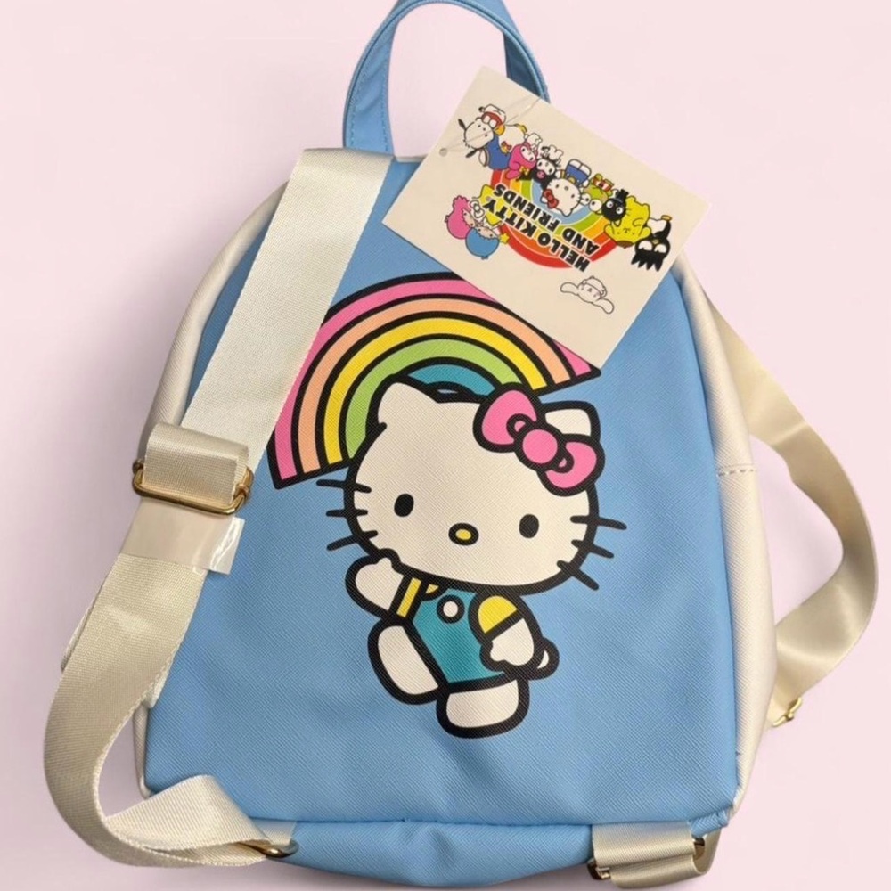 Hello Kitty Cinnamoroll White Backpack with Rainbow Design - Picture 2 of 7